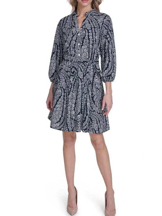 Tommy Hilfiger Women's 3/4 Sleeve Print A-Line Dress - Picture 3 of 5